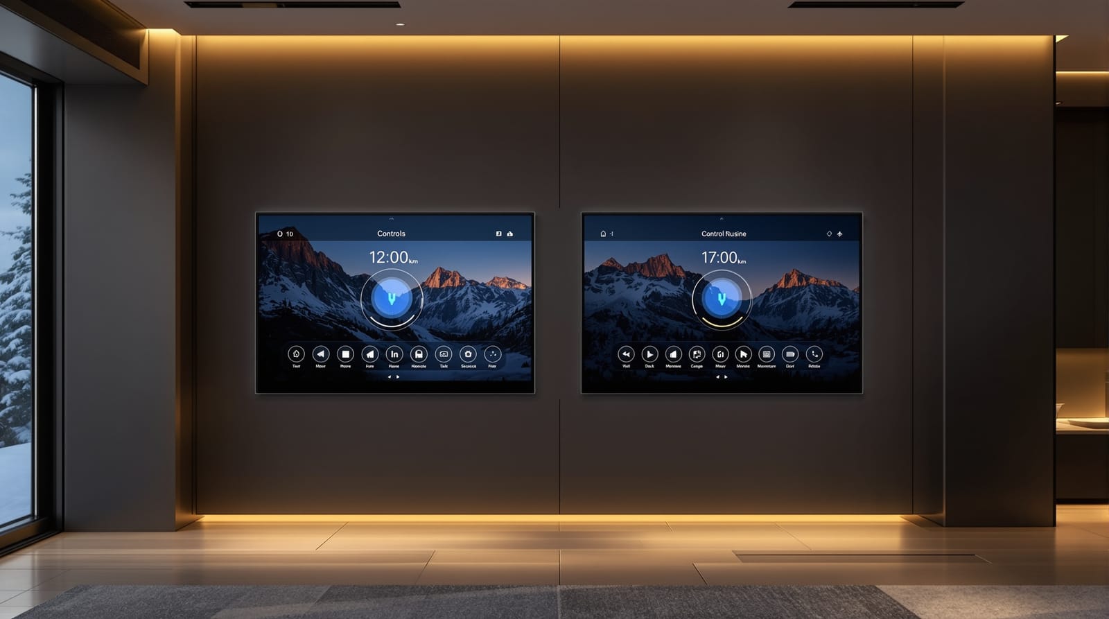 Luxury smart home control interface in a dark Park City design studio