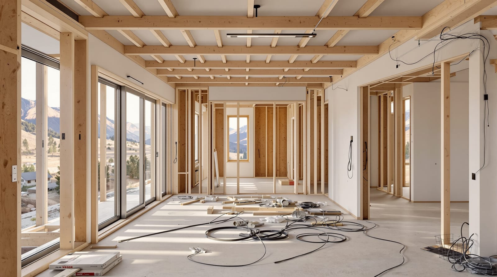 Luxury Utah new construction home with low-voltage prewire before drywall