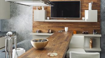 Luxury home kitchen with smart lighting and custom audio visual installation by Lifestyle Electronics in the salt lake city area